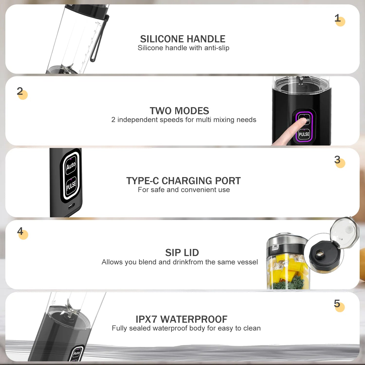 KIRAINAFLY HD-11 Portable Blender – 700ml USB Rechargeable Smoothie Maker for Travel & Gym