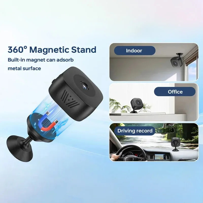 Mini 1080P Full HD WiFi Security Camera | Night Vision | Motion Detection | 2-Way Audio | Loop Recording | White & Black