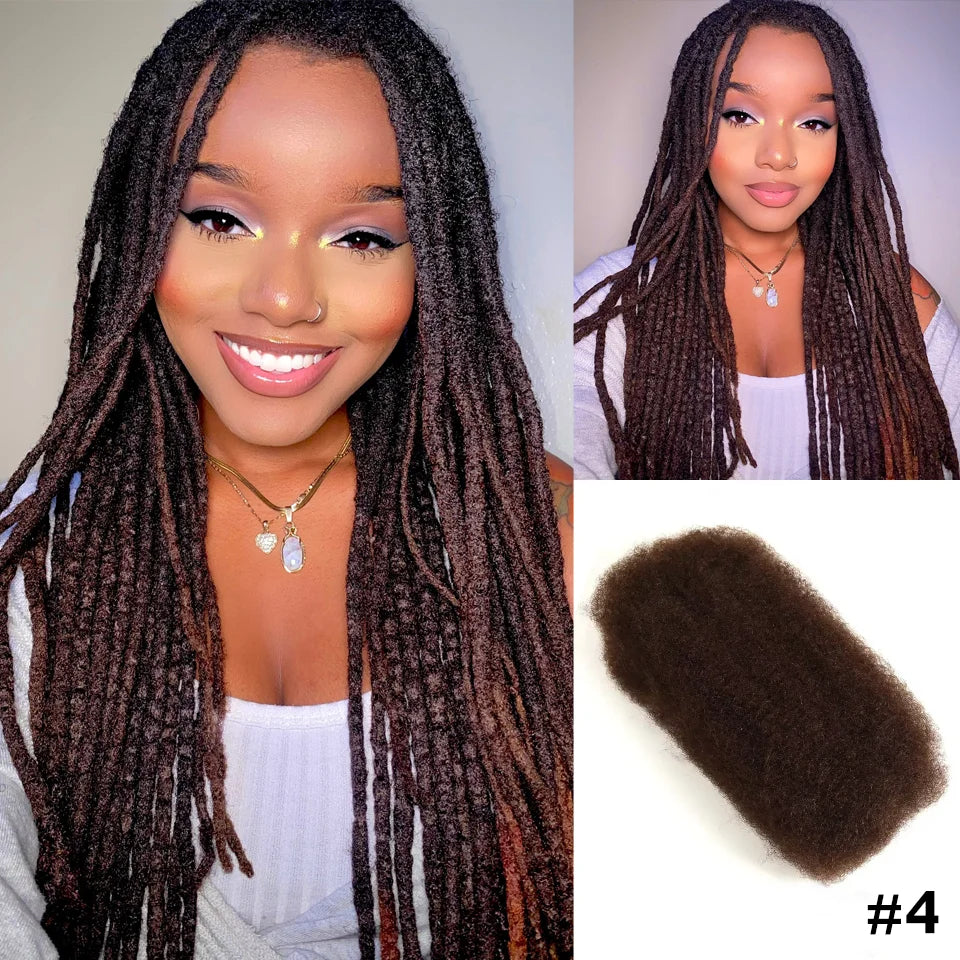 QVR Afro Kinky Bulk Human Hair for Braiding & Dreadlocks | 100% Brazilian Remy | 10-22 Inch | 9 Colors | 50g