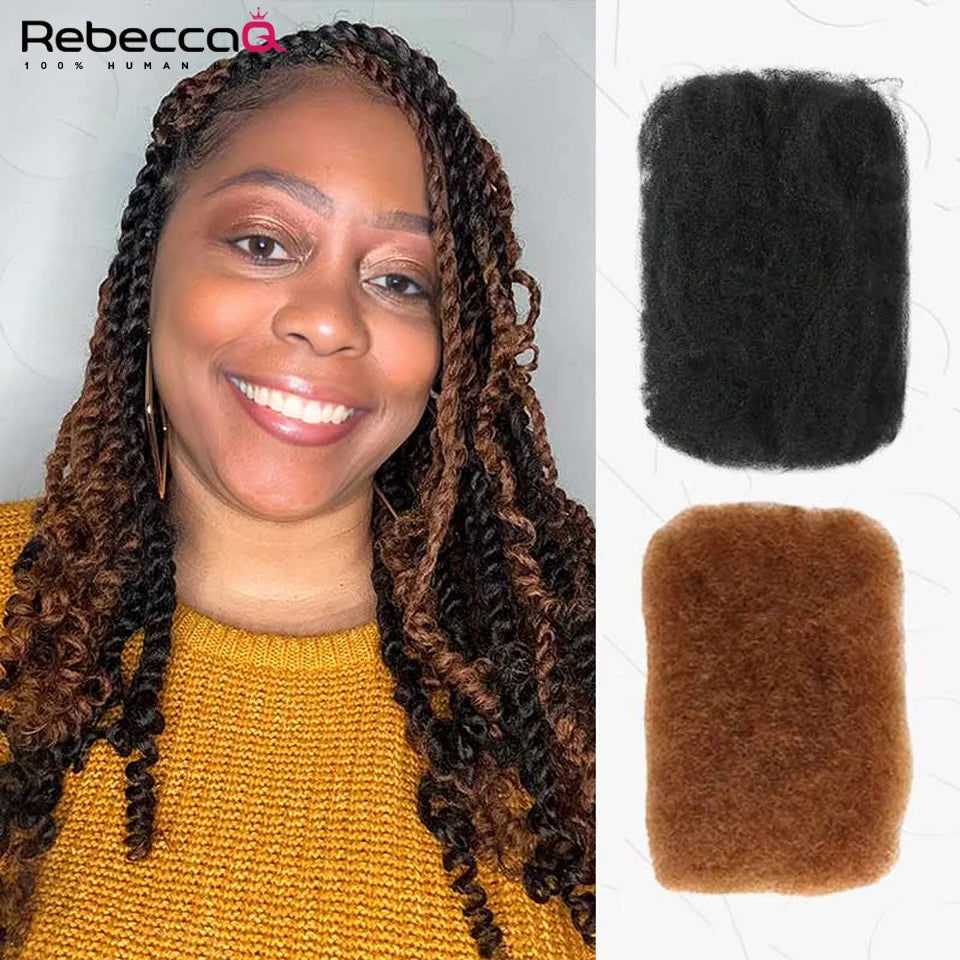 QVR Afro Kinky Bulk Human Hair for Braiding & Dreadlocks | 100% Brazilian Remy | 10-22 Inch | 9 Colors | 50g