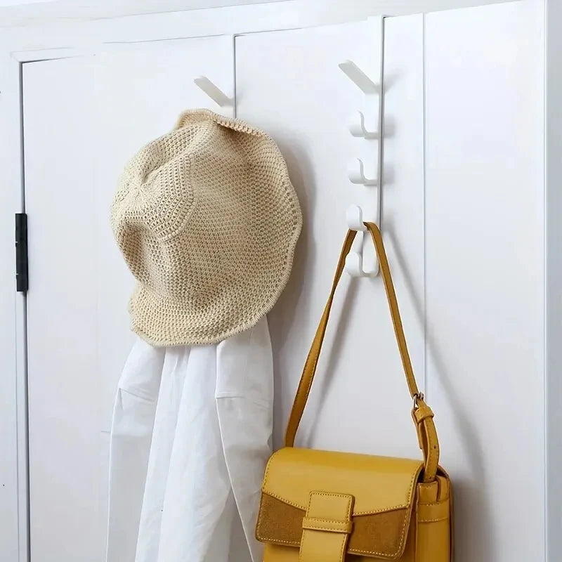 5-Hook Over-the-Door Organizer Rack – No-Drill ABS Plastic | Bags, Hats & Coats | Black, White, Brown