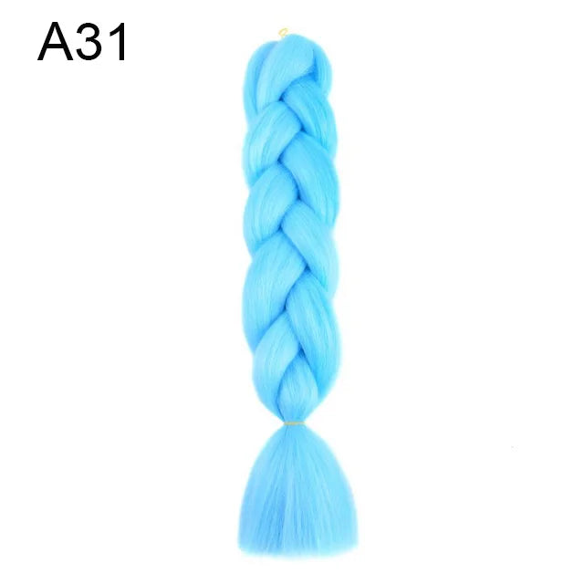 24" Synthetic Braiding Hair Extensions – Ombre Rainbow Colors, Jumbo DIY Hair for Women