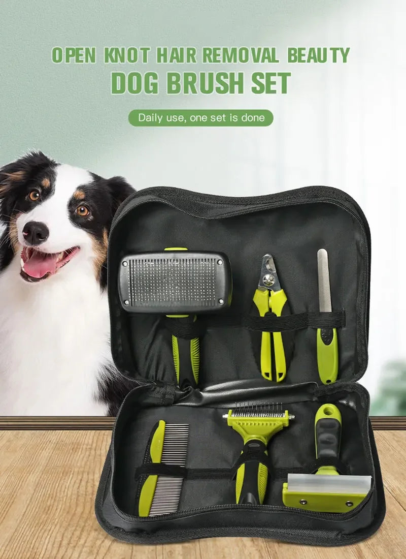 6-in-1 Pet Grooming Kit – 4 Combs, Nail Clippers & Nail File | Dogs & Cats | Deshedding & Detangling Set