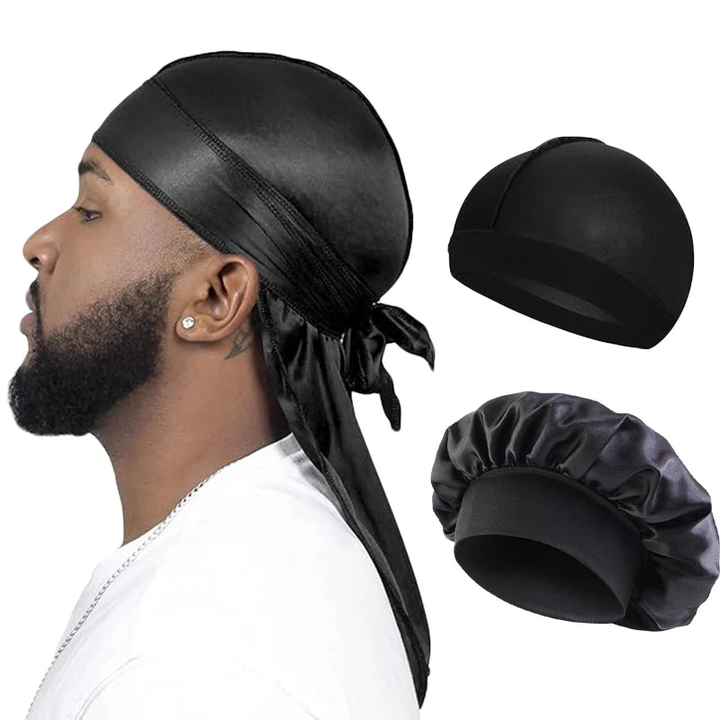 Silky Durag Wave Cap & Satin Bonnet – Long Tail | Unisex | 7 Colors | One Size