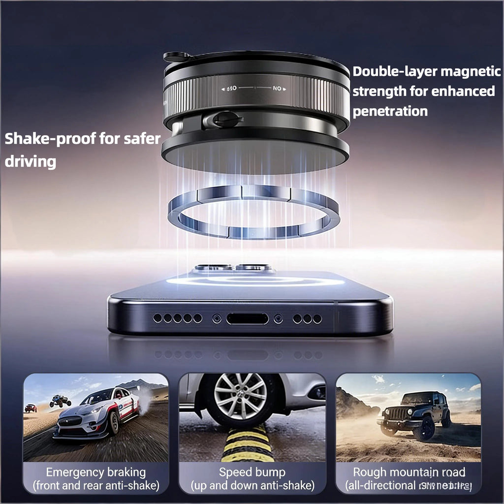 Magnetic Car Phone Mount with Suction Cup – 16 Magnets | 360° Rotation | Dashboard & Windshield | Universal Fit | White & Black