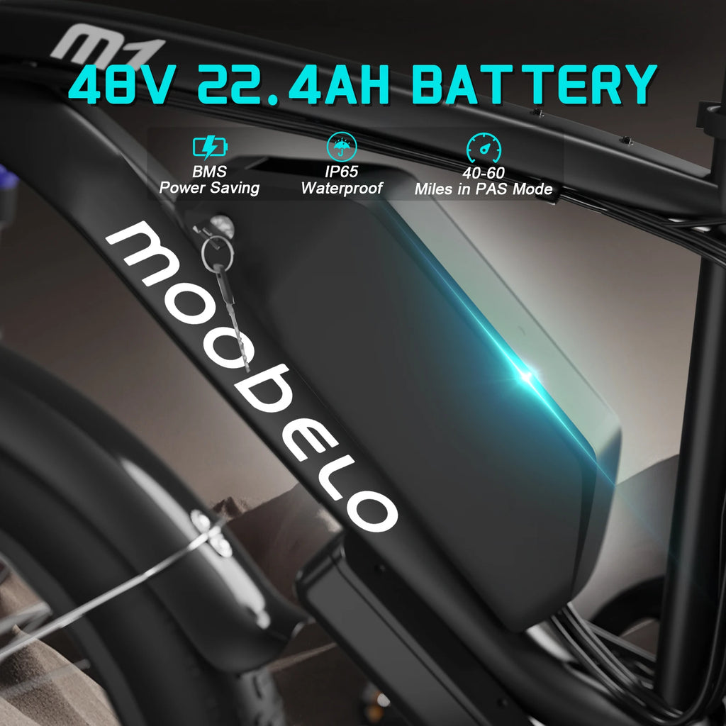 EOEOTWO 26" Fat Tire Electric Bike for Adults, 1000W Motor 1500W Peak, 48V 15Ah Battery, 34 MPH Max Speed, Up to 60 Miles Long Range
