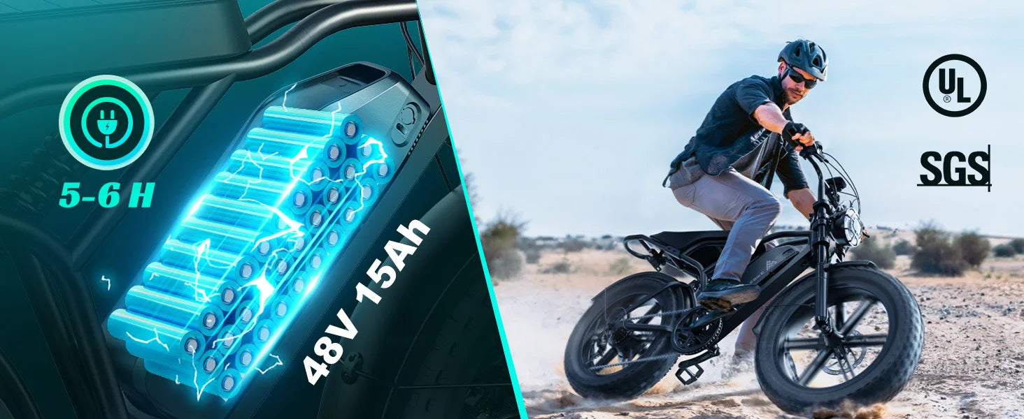 TST R002S 1500W Fat Tire Electric Bike – 28 MPH, 48V 15Ah Battery