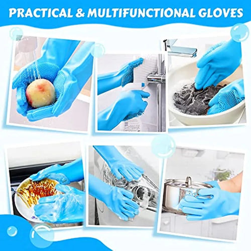 2-in-1 Silicone Pet Bathing & Grooming Glove – 3,000 Brush Heads | Deep Clean & Massage | Cats, Dogs & Rabbits | Pink & Blue