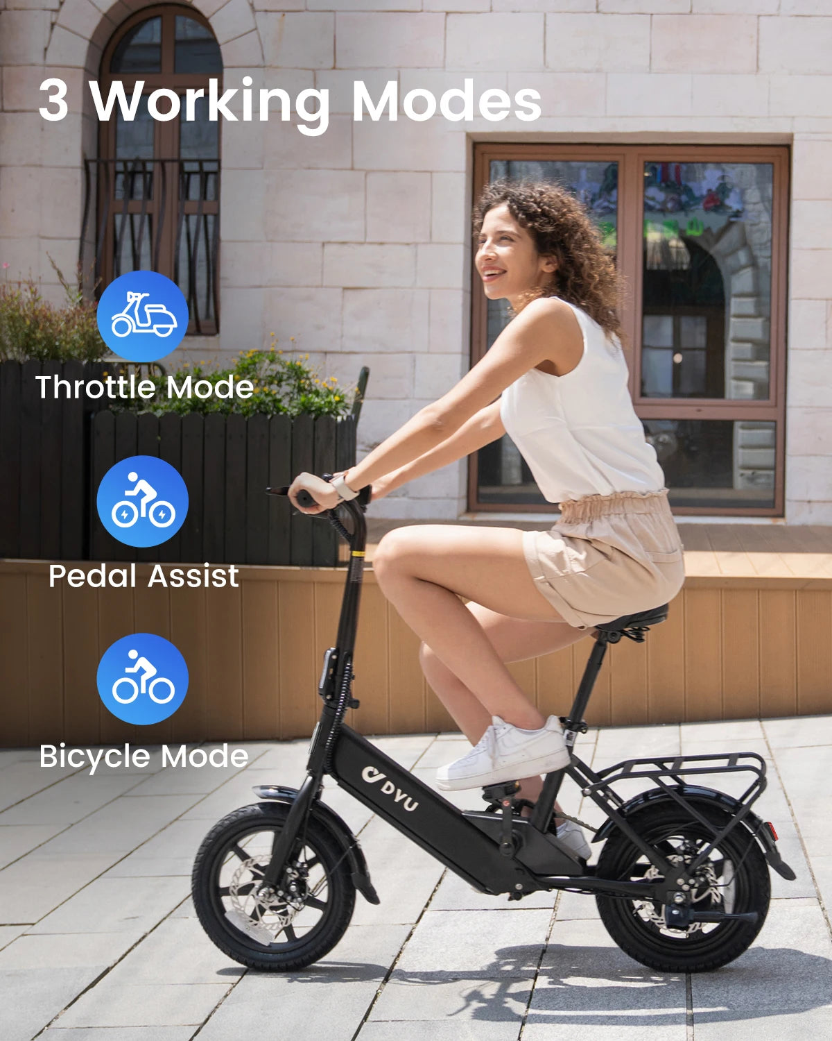 DYU C3 14-Inch Electric Bike – 500W Peak Motor, 36V 7.8Ah Battery