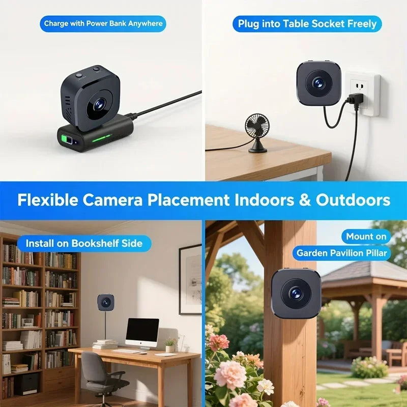 Mini 4K WiFi Security Camera – Night Vision, Two-Way Audio & Magnetic Mount