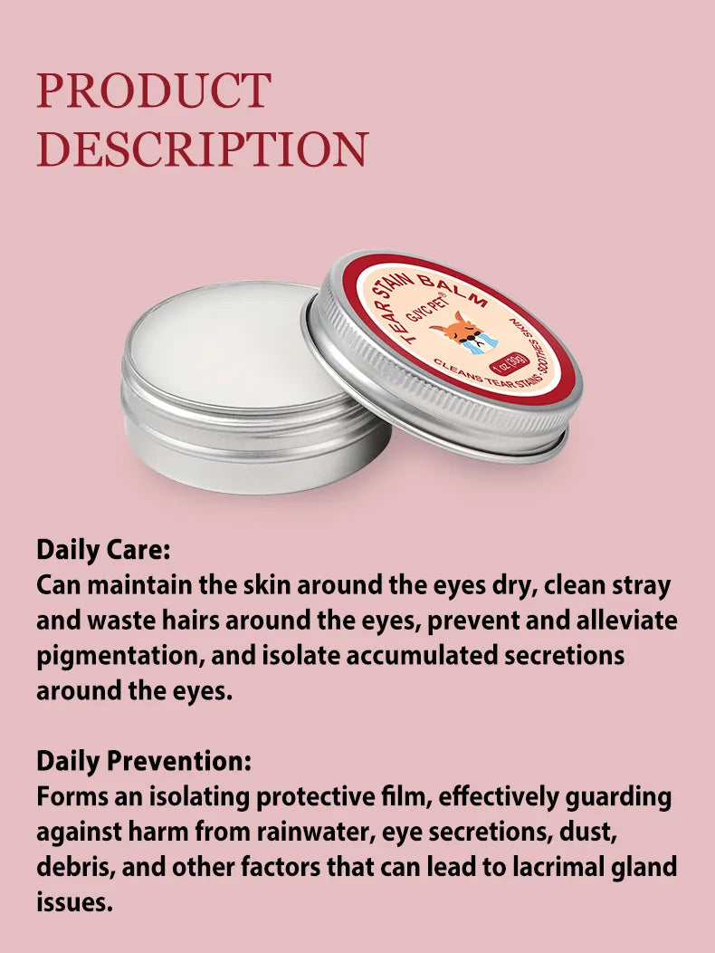 Pet Tear Stain Cleansing Balm for Dogs & Cats