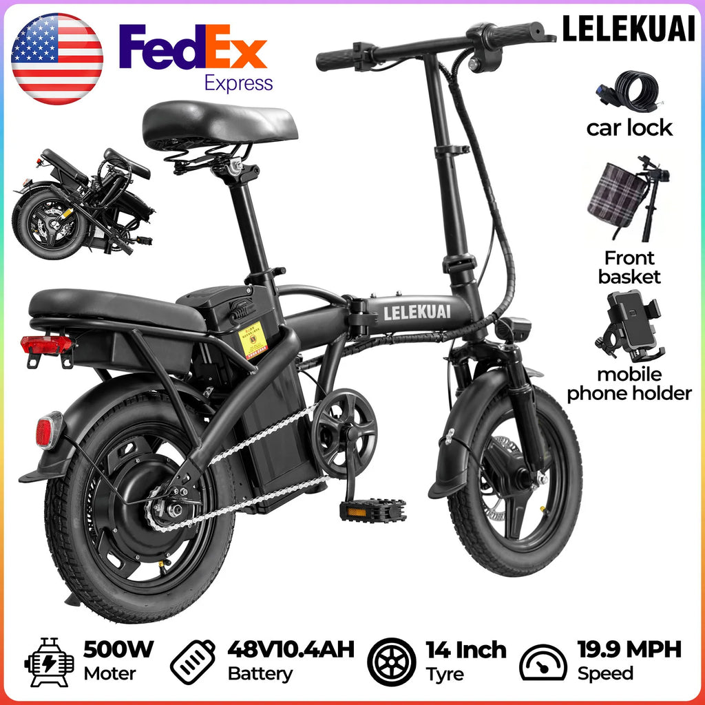 14-Inch Folding Electric Bike – 500W, 48V 10Ah
