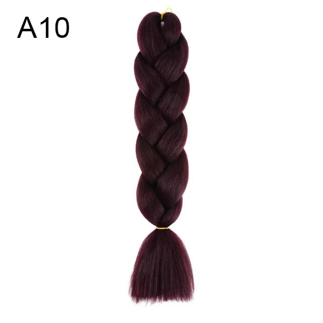 24" Synthetic Braiding Hair Extensions – Ombre Rainbow Colors, Jumbo DIY Hair for Women