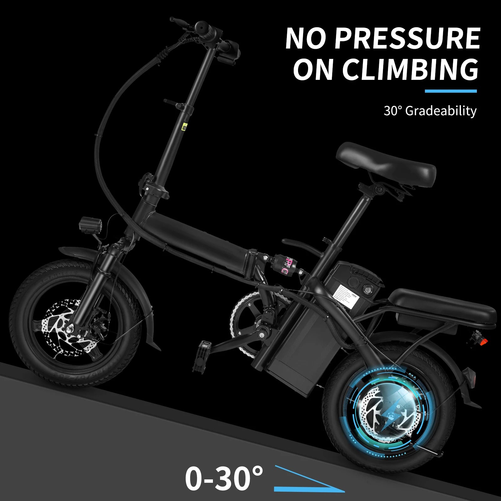 14-Inch Folding Electric Bike – 500W, Dual Disc Brakes