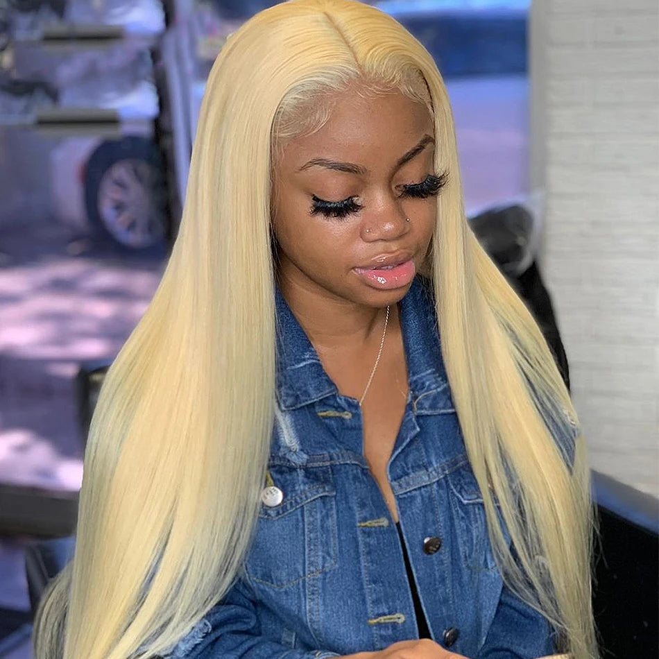 613 Blonde HD Lace Front Wig – Brazilian Straight Human Hair | 13x4 & 13x6 | 180% Density | 16"–32"