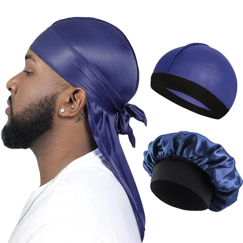 Silky Durag Wave Cap & Satin Bonnet – Long Tail | Unisex | 7 Colors | One Size