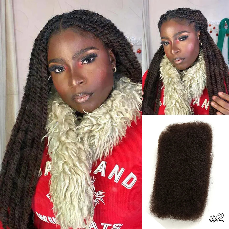 QVR Afro Kinky Bulk Human Hair for Braiding & Dreadlocks | 100% Brazilian Remy | 10-22 Inch | 9 Colors | 50g