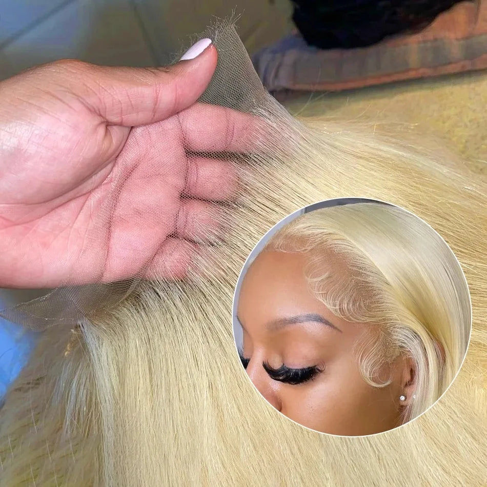 613 Blonde HD Lace Front Wig – Brazilian Straight Human Hair | 13x4 & 13x6 | 180% Density | 16"–32"