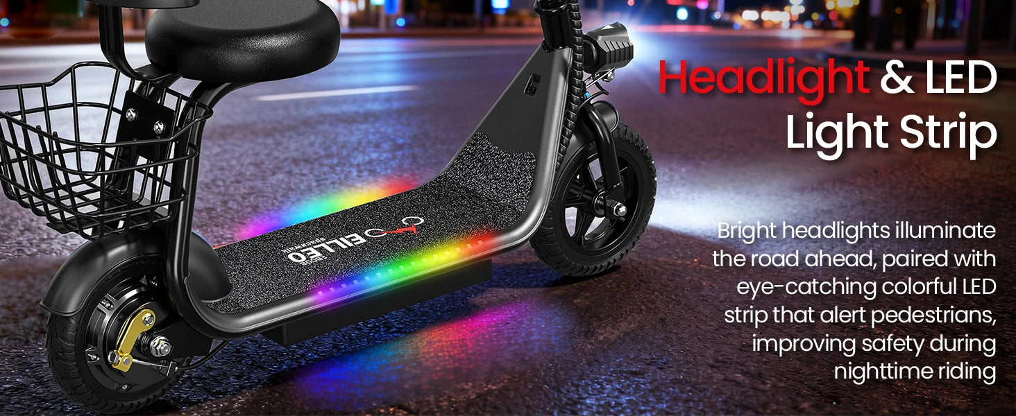 Spacewalk Kids Folding Electric Scooter with Seat & Basket