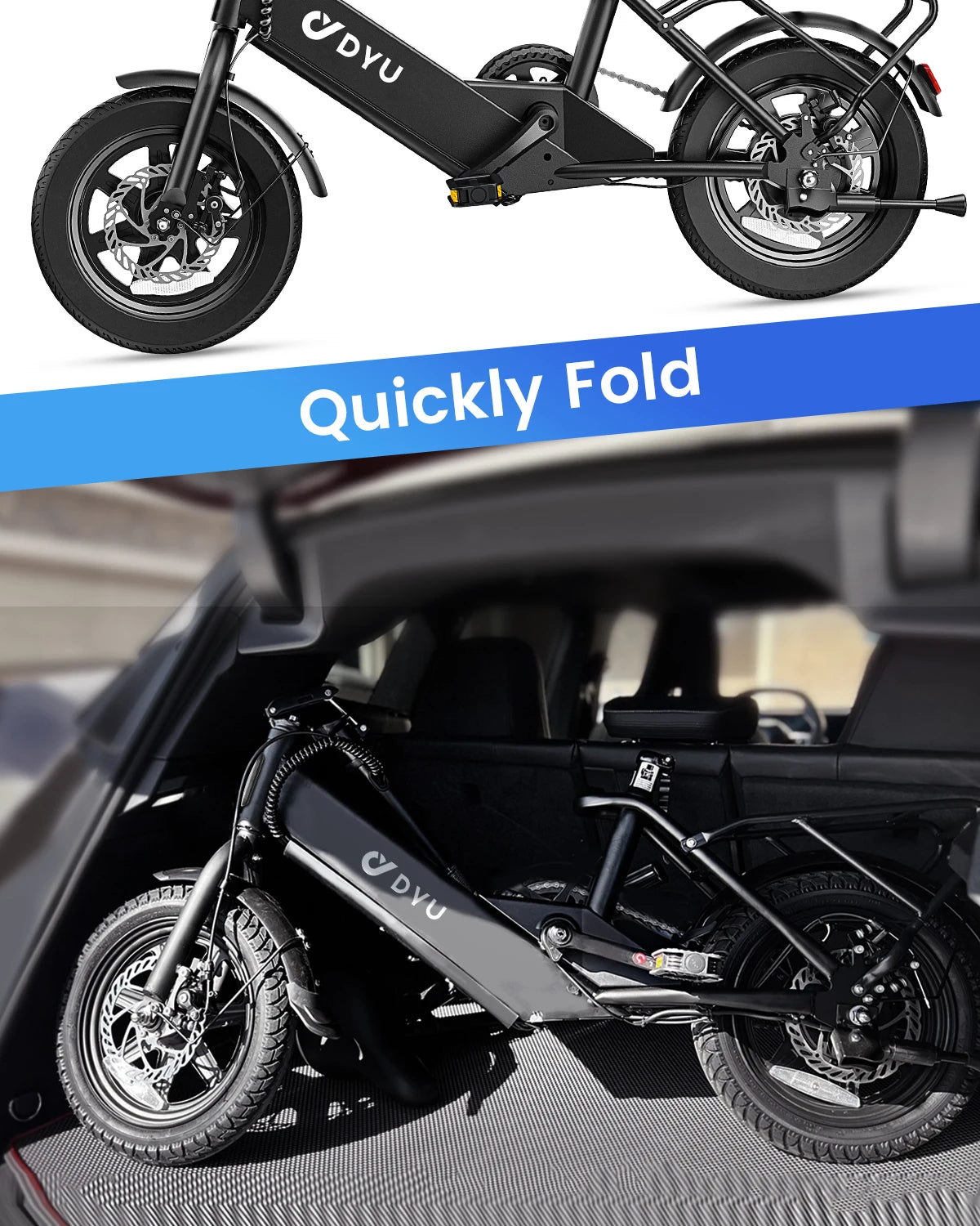 DYU C3 14-Inch Electric Bike – 500W Peak Motor, 36V 7.8Ah Battery