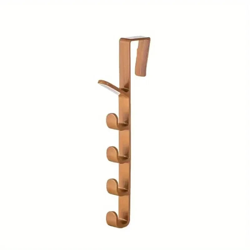 5-Hook Over-the-Door Organizer Rack – No-Drill ABS Plastic | Bags, Hats & Coats | Black, White, Brown
