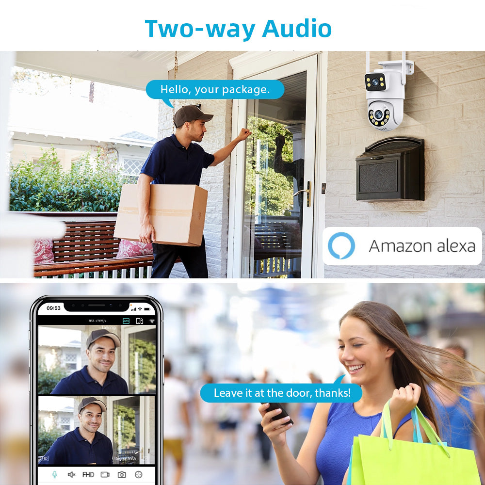 Dual Lens WiFi PTZ Security Camera – 4MP & 8MP | AI Auto-Tracking | IP66 | Color Night Vision | Indoor & Outdoor
