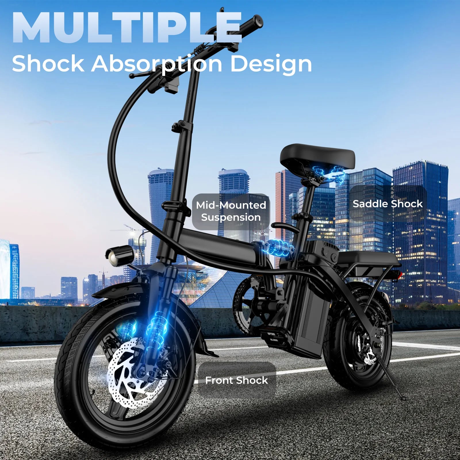14-Inch Folding Electric Bike – 500W, Dual Disc Brakes