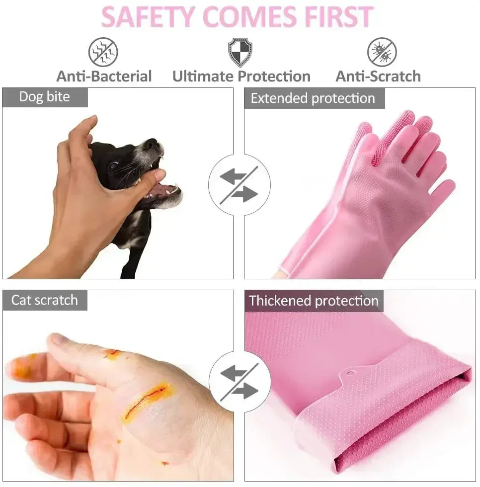 Pet Grooming Silicone Glove – 3,000+ Pin Brush Heads | Hair Removal & Massage | Dogs, Cats & More | Pink, Blue, Green, Purple & Grey