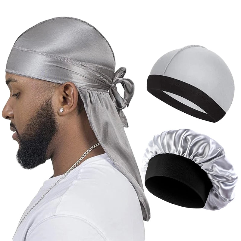 Silky Durag Wave Cap & Satin Bonnet – Long Tail | Unisex | 7 Colors | One Size