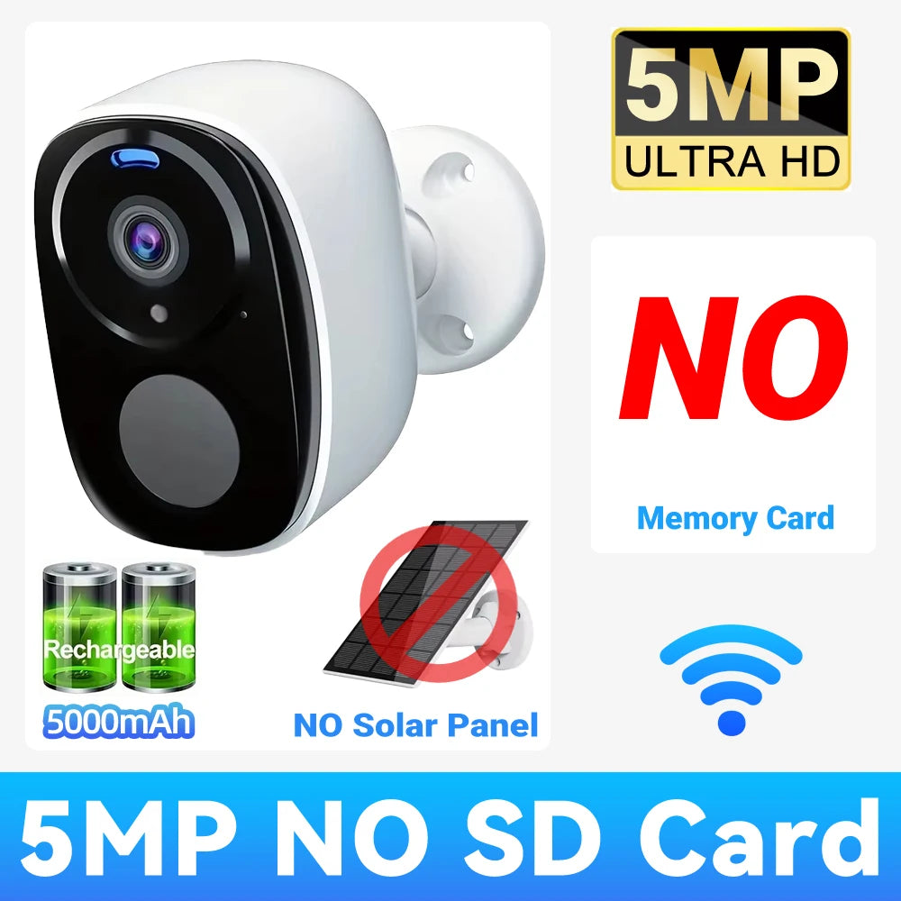 2K 5MP Solar & Battery Wireless Security Camera – Color Night Vision