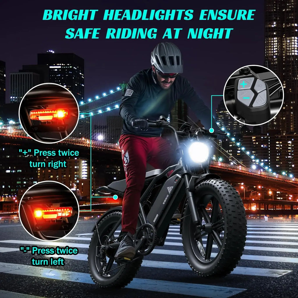 TST R002S 1500W Fat Tire Electric Bike – 28 MPH, 48V 15Ah Battery