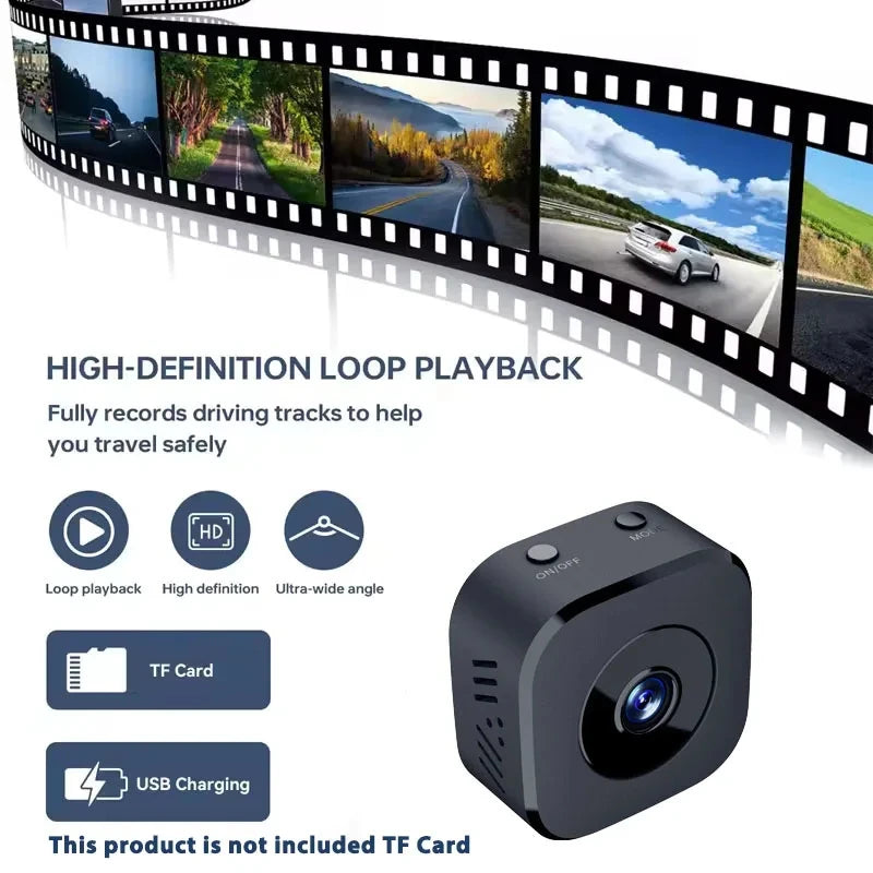 Mini 1080P Full HD WiFi Security Camera | Night Vision | Motion Detection | 2-Way Audio | Loop Recording | White & Black