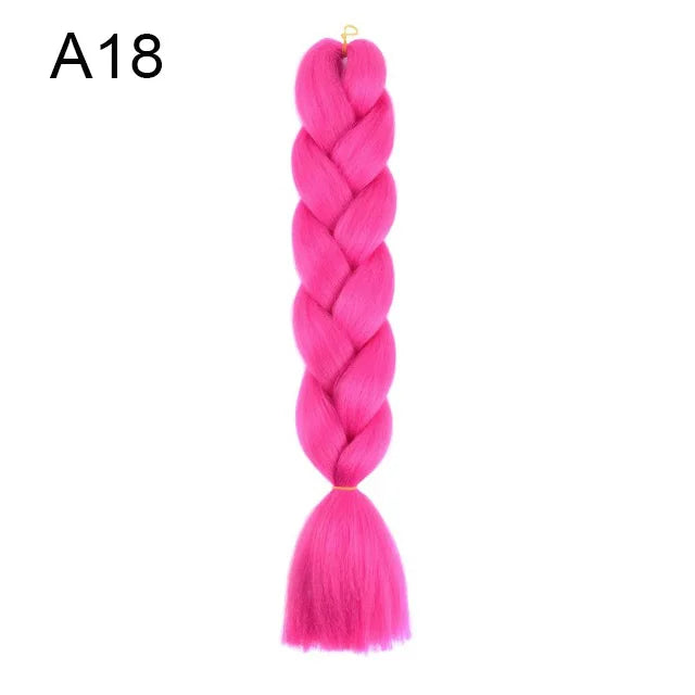 24" Synthetic Braiding Hair Extensions – Ombre Rainbow Colors, Jumbo DIY Hair for Women