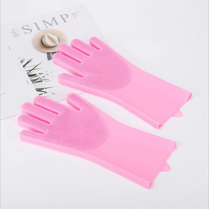 2-in-1 Silicone Pet Bathing & Grooming Glove – 3,000 Brush Heads | Deep Clean & Massage | Cats, Dogs & Rabbits | Pink & Blue