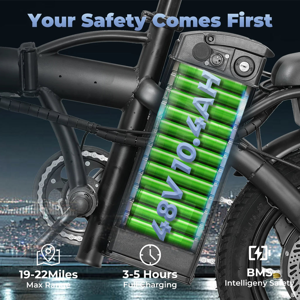 14-Inch Folding Electric Bike – 500W, 48V 10Ah