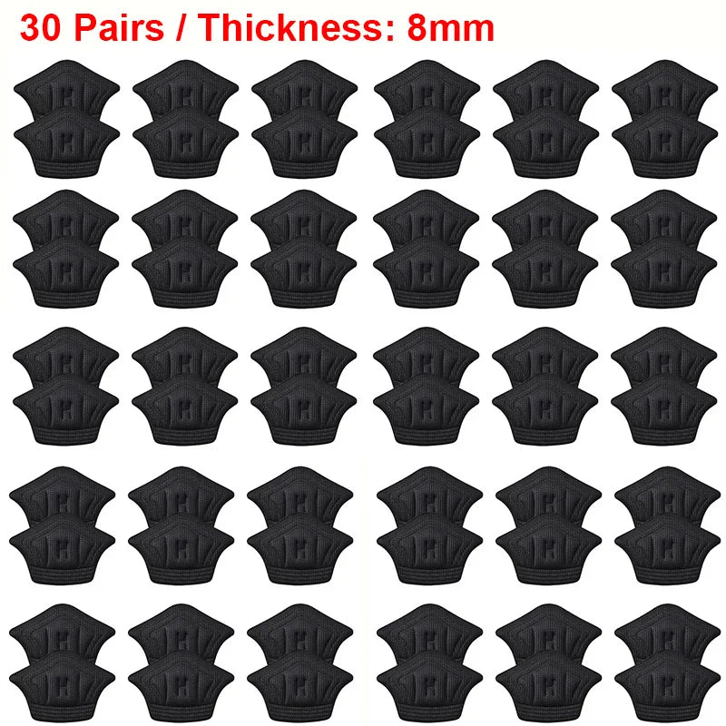 Memory Foam Heel Pad Insoles – Self-Adhesive, Trimmable, 4mm & 8mm | Black & Beige | 3, 6 or 30 Pairs