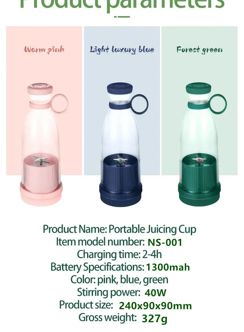 Portable USB Juicer Blender Cup – 6-Blade Rechargeable Smoothie Maker for On-the-Go