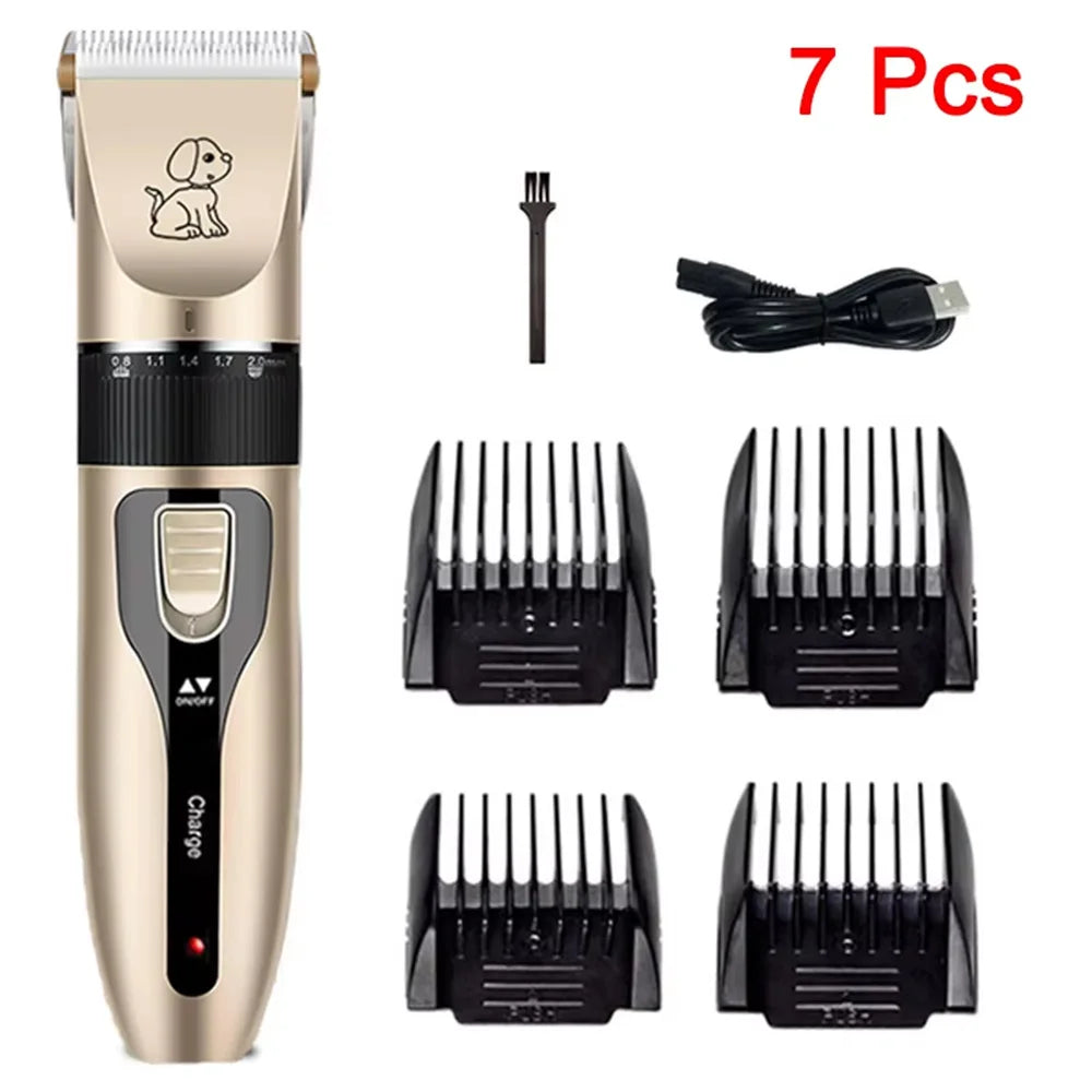Professional Pet Grooming Clipper Kit – Rechargeable | Quiet | Titanium Ceramic Blade | 4–15 Piece Sets