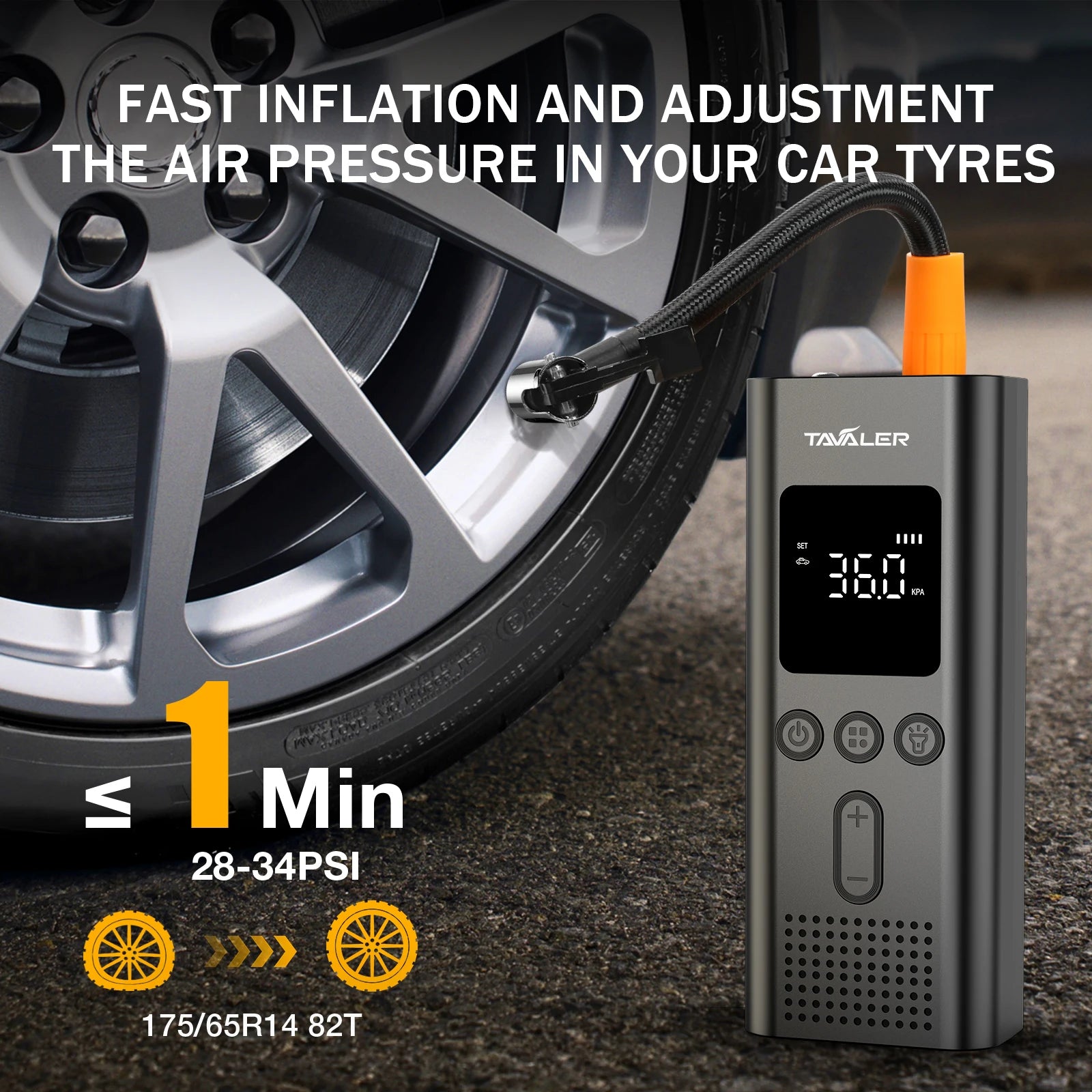 Portable Electric Tire Inflator Air Pump – 150 PSI | 4000mAh | Auto Shut-Off | Cars, Bikes & More