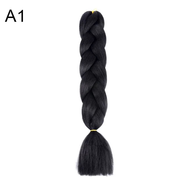 24" Synthetic Braiding Hair Extensions – Ombre Rainbow Colors, Jumbo DIY Hair for Women
