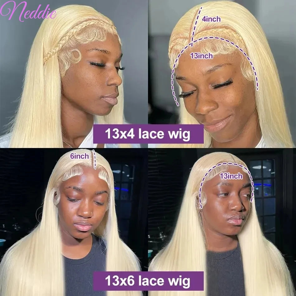 Neddie 613 Blonde Straight Human Hair Lace Front Wig | 13x4 & 13x6 HD Lace | 180% & 200% Density | 18–38 Inches | Brazilian Remy