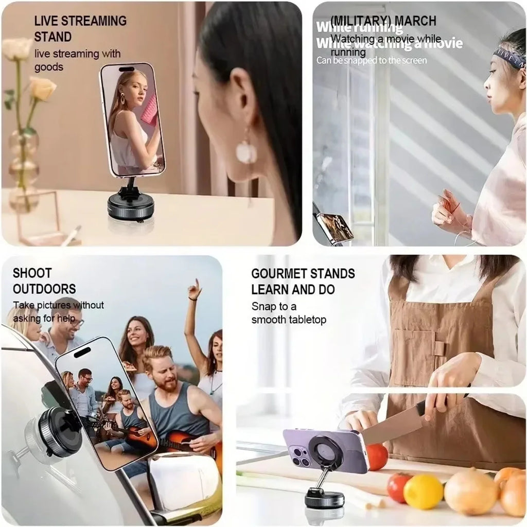 Strong Magnetic Foldable Car Phone Mount – 360° Rotation | Windshield & Multi-Surface | Universal Fit | Black, Silver & White