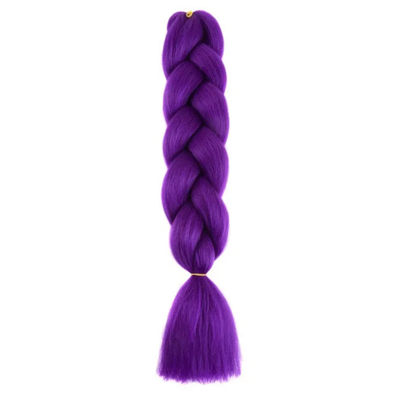 24" Synthetic Braiding Hair Extensions – Ombre Rainbow Colors, Jumbo DIY Hair for Women