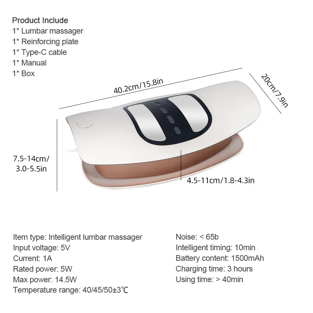 Electric Lumbar Vibration Massager – Adjustable Back Support