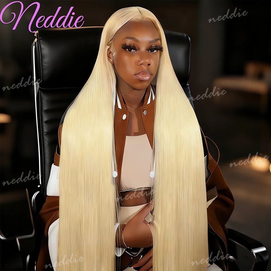 Neddie 613 Blonde Straight Human Hair Lace Front Wig | 13x4 & 13x6 HD Lace | 180% & 200% Density | 18–38 Inches | Brazilian Remy