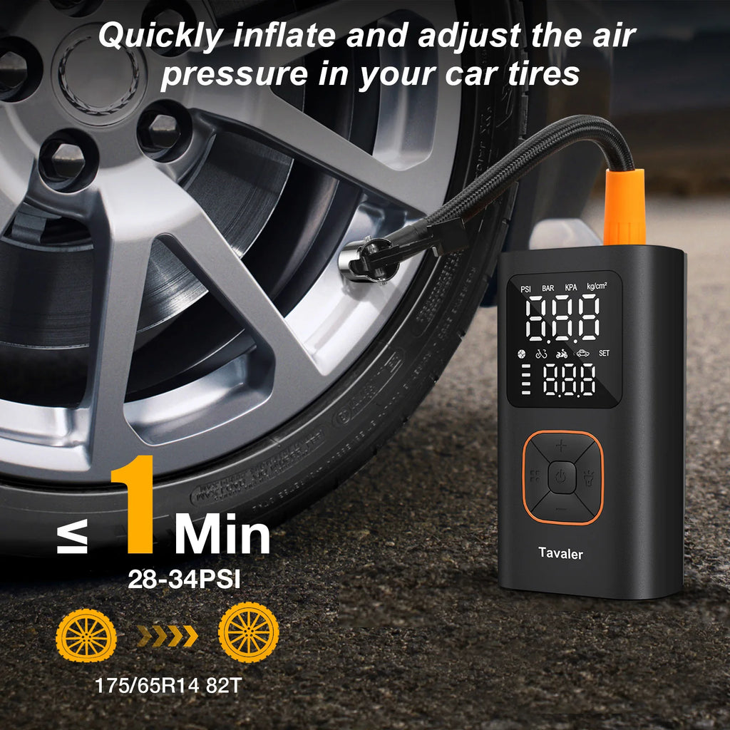 Portable Electric Tire Inflator Air Pump – 150 PSI | 4000mAh | Auto Shut-Off | Cars, Bikes & More