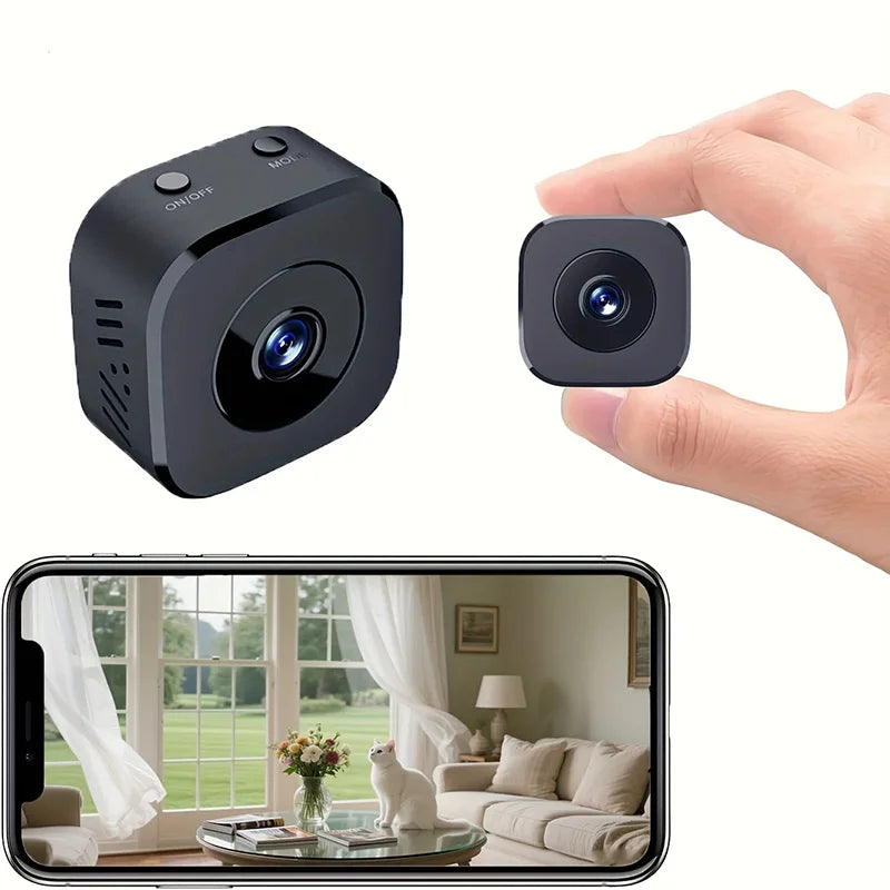 Mini 1080P Full HD WiFi Security Camera | Night Vision | Motion Detection | 2-Way Audio | Loop Recording | White & Black