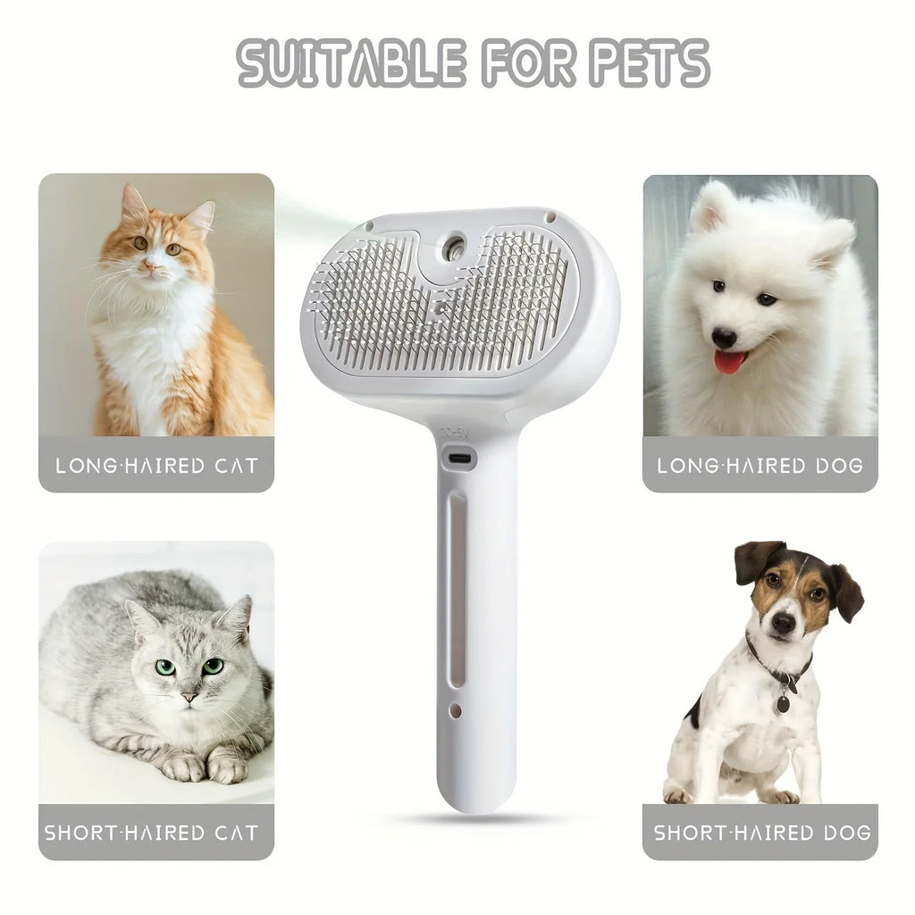 2-in-1 Pet Grooming Mist Comb & Self-Cleaning Dematting Brush