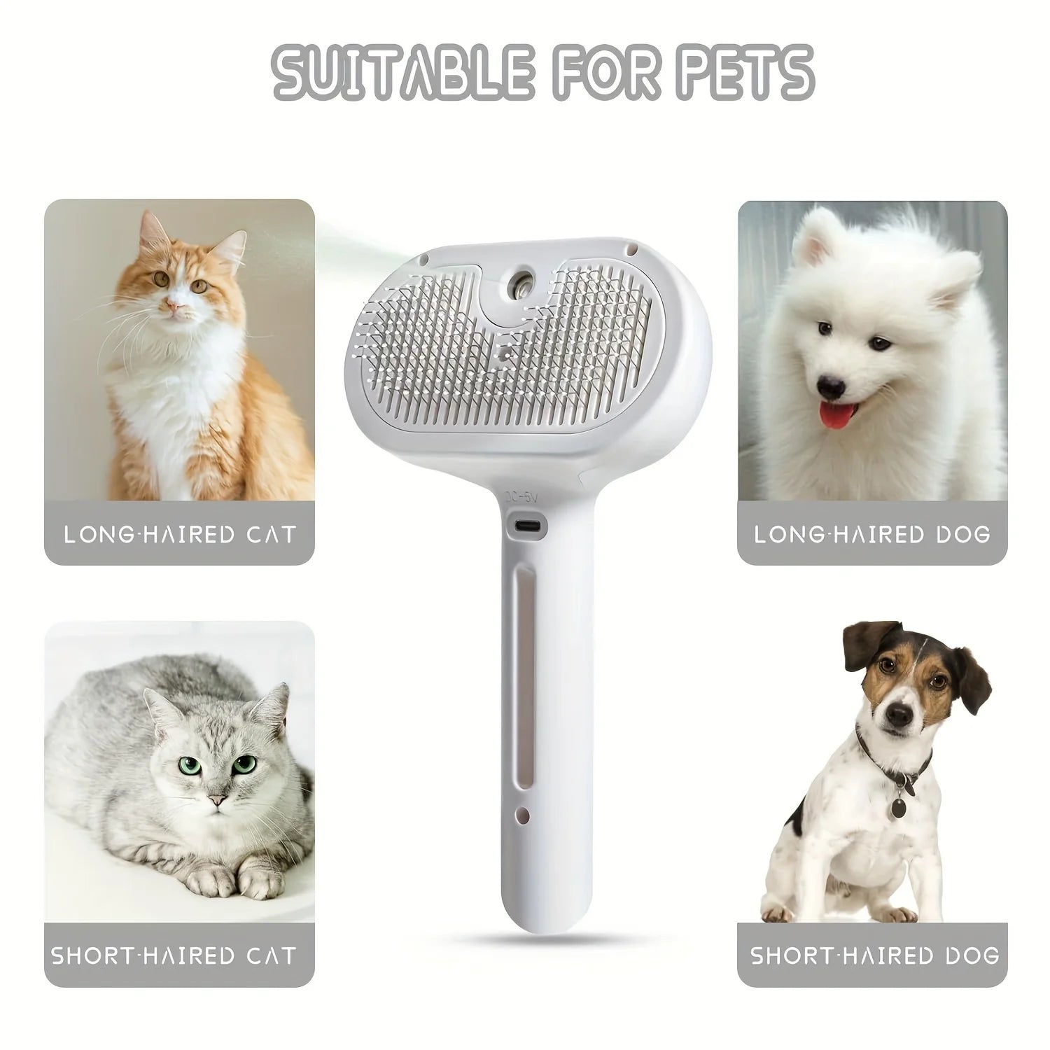 2-in-1 Pet Grooming Mist Comb & Self-Cleaning Dematting Brush