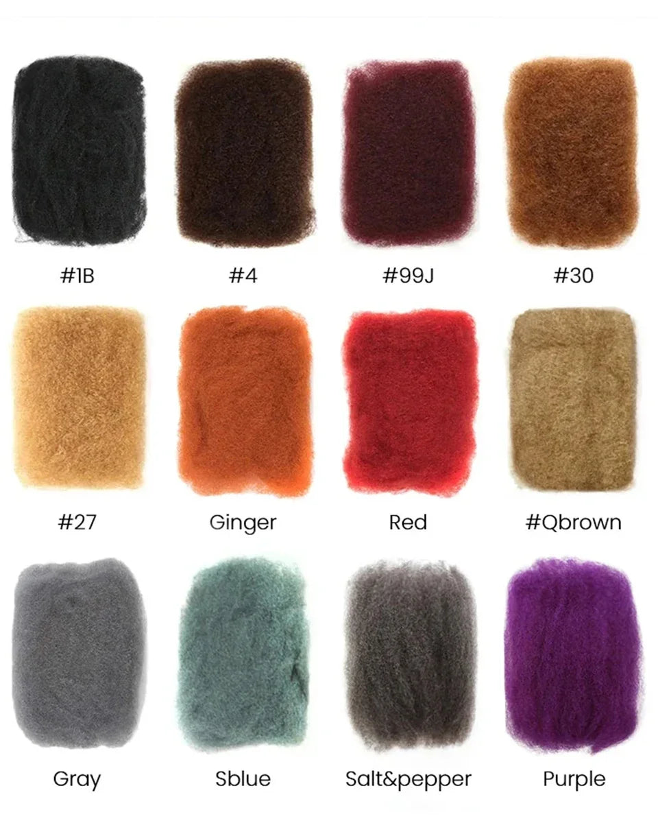 QVR Afro Kinky Bulk Human Hair for Braiding & Dreadlocks | 100% Brazilian Remy | 10-22 Inch | 9 Colors | 50g